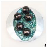 Metal Bowl W/Glass Orbs