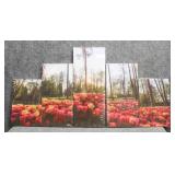 5pc Tulip Field Photography Prints on Canvas