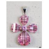 Sterling Silver Pendant w/ Pink Stones