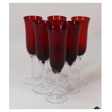 Red Champagne Flutes / 6 Pc