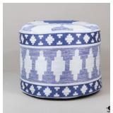 Blue / White Pouf Style Ottoman