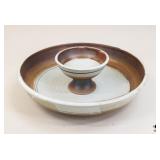 Glazed Pottery Chip N Dip Set / 2 Pc