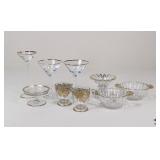 9pc Gold Rim Dishes & Stemware