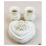 UG Handcrafted Trinket Box & Vases / 3 Pc