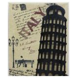 Italy Print on Burlap w/ Metal Accent