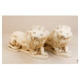 Plaster Lion Figurines / 2 Pc