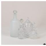 Glass Decanters & Candy Jar / 4 Pc