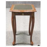 End Table w/Leather Inset