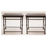 TWO Iron End Tables w/ Stone Inserts