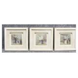 3 Floral Prints on Travertine Tiles