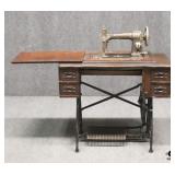 Antique White Rotary Sewing Machine & Table