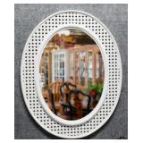 Vintage Oval Mirror w/Faux Rattan Frame