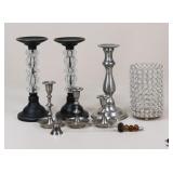 Pewter + Candleholders & Candlesnuffer / 8 Pc