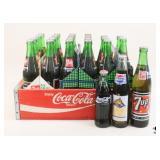Vintage 7-Up+  In Glass Bottles W/Coca-Cola Crate