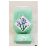 Glazed Ceramic Waste Basket & Soap Dish / 2 Pc