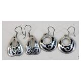 Sterling Silver Earrings w/ Stones / 2 pairs