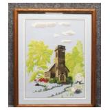 "Church in the Wildwood" Crewel Embroidery