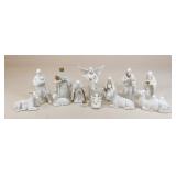 Hand-Painted Porcelain Nativity Set / 13 Pc