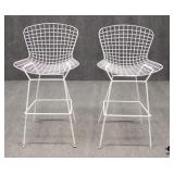 Pair of Bertoia Style Metal Bar Stools