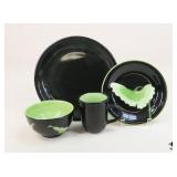 Green & Black Dishes - 16 pc