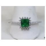 Sz 9 Sterling Silver Ring w/ Stones