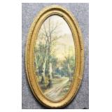 Vintage Print in Oval Frame