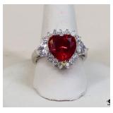 Sz 7 Sterling Silver Ring w/ Stone