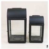 Metal & Glass Candleholders/Lanterns / 2 Pc