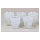Art Glass Opalescent Swirl Pattern Tumblers/5Pc