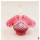 Fenton Cranberry Ruffled Edge Basket