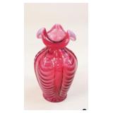 Fenton Cranberry Opalescent Glass Vase