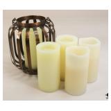 Metal Lantern & 5 Flameless Candles