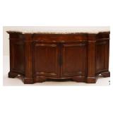 Large Curved Front Marble Top Sideboard Buffet