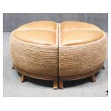 Maitland-Smith Rattan & Leather Ottoman w/Storage