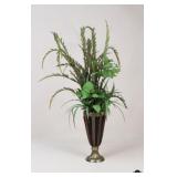 Tall Artificial Arrangement in Glass & Brass Vase