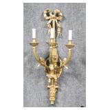 Louis XIV Style 3 Light Brass Wall Sconce