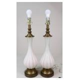 Glass & Metal Table Lamps / 2 Pc