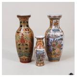Satsuma Style Ceramic Vases / 3 pc