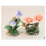 Porcelain Floral Figurines / 2 pc