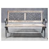 Cast Iron Bench w/ Wood Seat