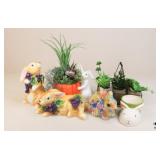 Rabbit Planters & Figurines - 6 pc