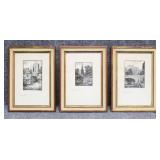 'Stradford upon Avon' A.Parker Etching Prints 3/PC