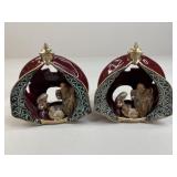 Pair of Ceramic Nativity Luminary