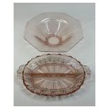 Depression Glass Bowl & Anchor Hocking Relish Dish