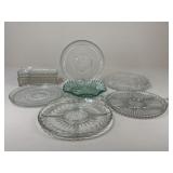 Glass Luncheon Trays & Serving Assortment / 12 pc