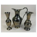 Decorative Metal Vases and Pitcher