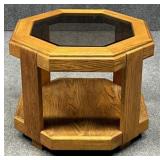 Octagonal End Table w/ Beveled Glass Top