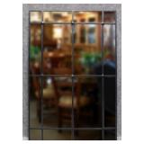 Black Metal Window Pane Style Framed Mirror