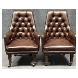 Pair of S.X. Graham Tufted Back Rolling Arm Chairs