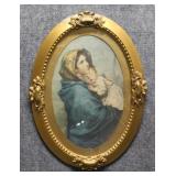 "La Madonnina" Print in Vintage Oval Frame